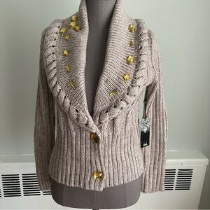 Sioni shawl front Cardigan with rhinestone accents